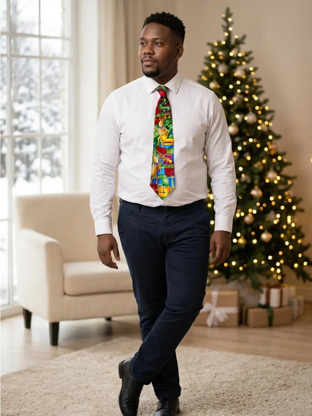 J. Garcia Dracula Claus Collection Sixty Christmas Men's Tie Reindeer & Gifts